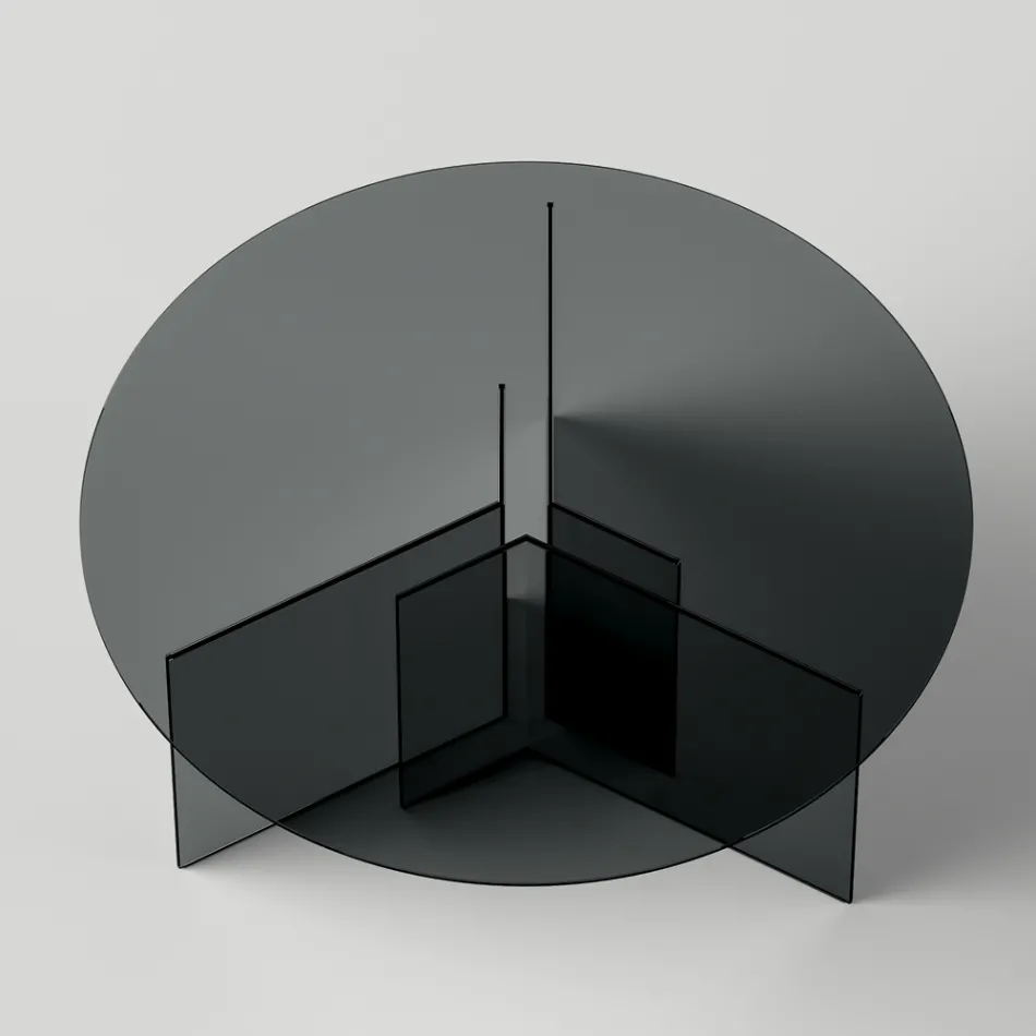 Okrągły stół do jadalni z podstawą i szklanym blatem Made in Italy - Charles Viadurini