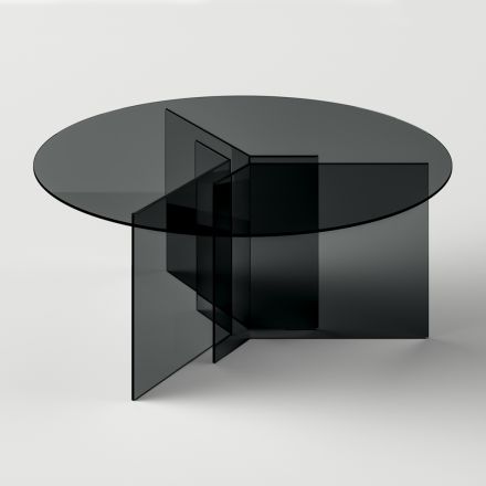 Okrągły stół do jadalni z podstawą i szklanym blatem Made in Italy - Charles Viadurini