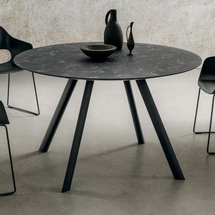 Okrągły stół do jadalni z warstwowym blatem z HPL Made in Italy - Lingotto Viadurini