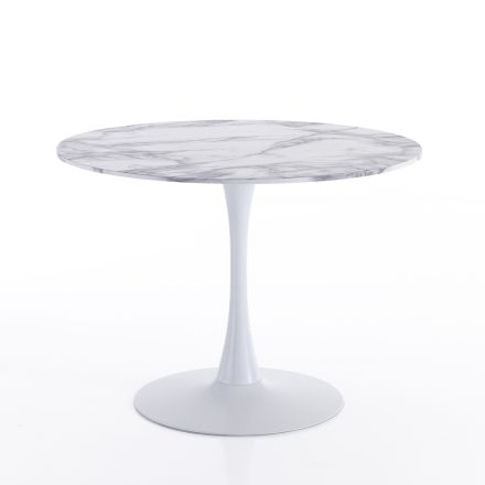 Okrągły stół do jadalni ze stali i płyty MDF - Aguglia Viadurini