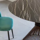 Okrągły stół do jadalni z polerowaną ceramiką i stalową podstawą Florim - Denali Viadurini