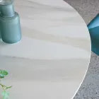 Okrągły stół do jadalni z polerowaną ceramiką i stalową podstawą Florim - Denali Viadurini