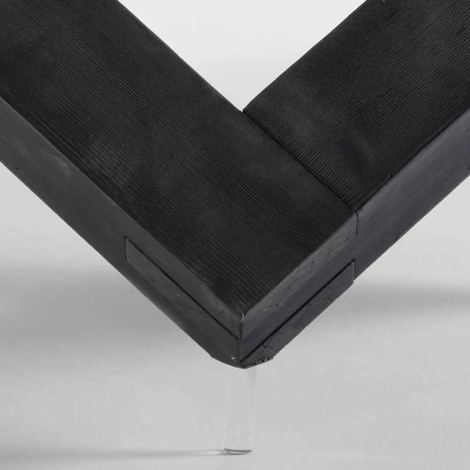 Okrągły stół z drewna ze szklanym blatem Bao, nowoczesny design Viadurini