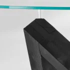 Okrągły stół z drewna ze szklanym blatem Bao, nowoczesny design Viadurini