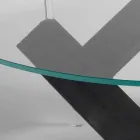 Okrągły stół z drewna ze szklanym blatem Bao, nowoczesny design Viadurini