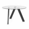 Okrągły stół jadalny o średnicy 120 cm w szklanym i metalowym wykonaniu - Tonto