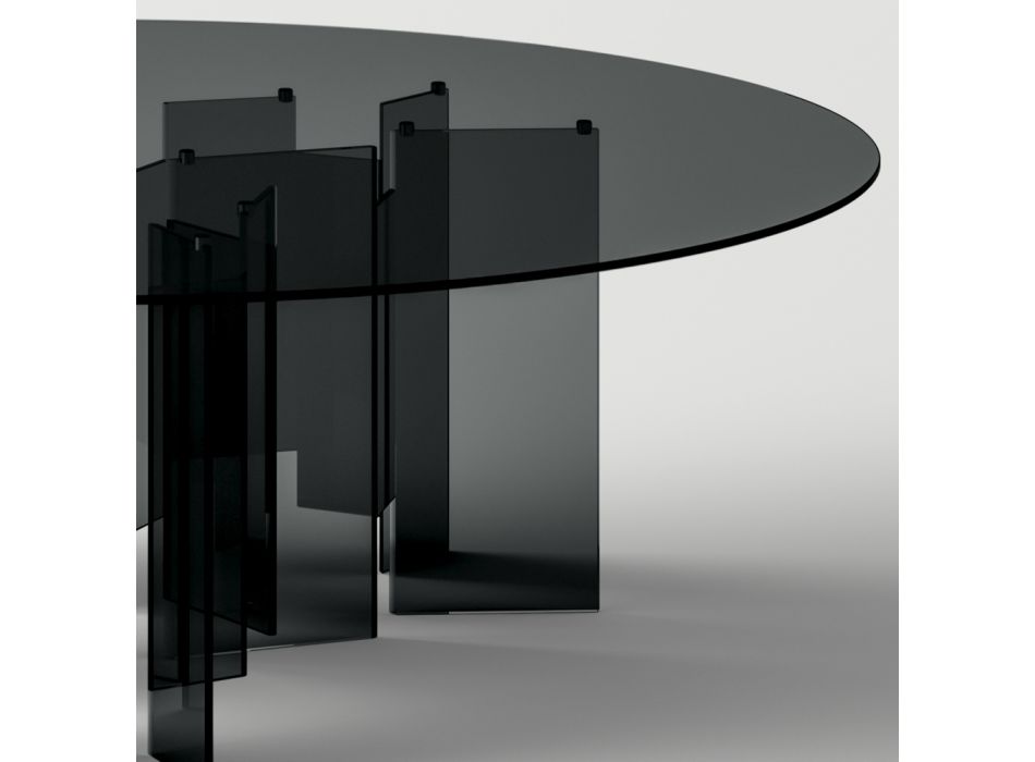 Okrągły stół do jadalni z wyjątkowo przezroczystego lub dymionego szkła Made in Italy - Thommy Viadurini