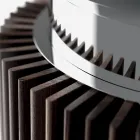 Okrągły stół do jadalni z przydymionego szkła z drewnianą podstawą Made in Italy - Rondo Viadurini