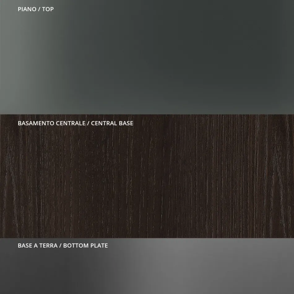 Okrągły stół do jadalni z przydymionego szkła z drewnianą podstawą Made in Italy - Rondo Viadurini