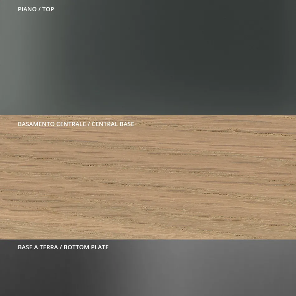 Okrągły stół do jadalni z przydymionego szkła z drewnianą podstawą Made in Italy - Rondo Viadurini