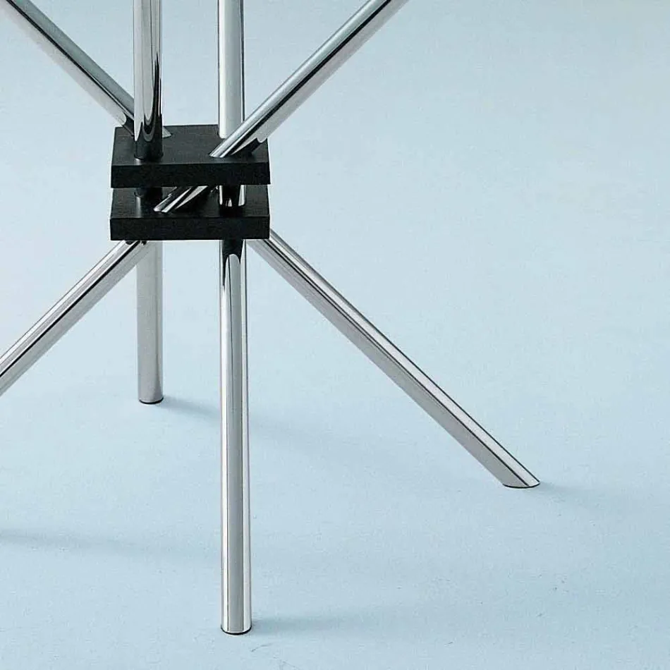 Okrągły stół do jadalni ze szkła hartowanego i stali Made in Italy - Trebbiano Viadurini