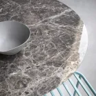 Okrągły stół do jadalni ze szkła ceramicznego i metalu Made in Italy - Alfero Viadurini