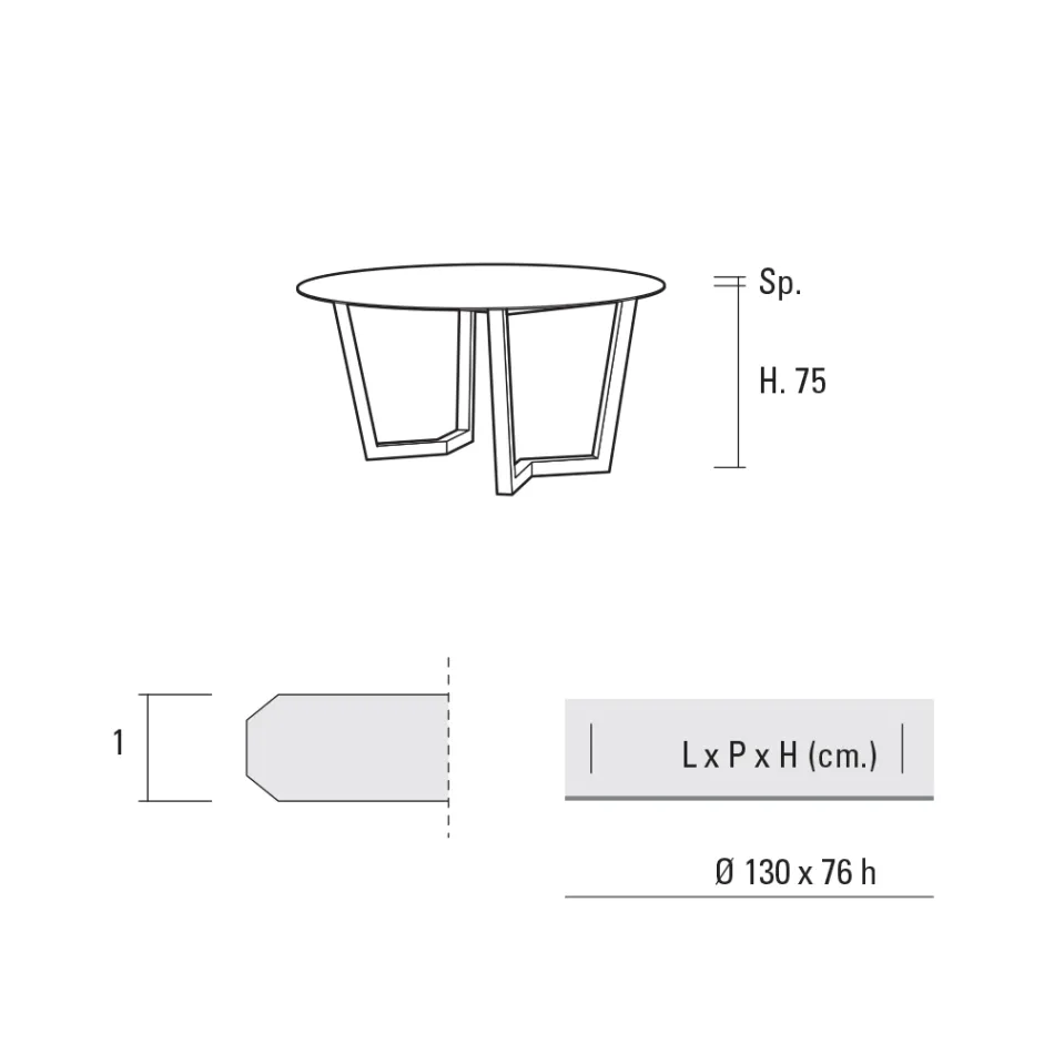 Okrągły stół do jadalni z metalu i laminowanego Hpl Made in Italy - Bastiano Viadurini