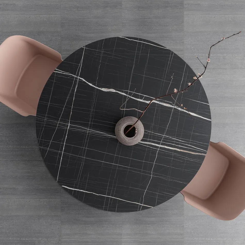 Okrągły stół do jadalni z metalu i laminowanego Hpl Made in Italy - Bastiano Viadurini