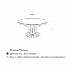 Cassia okrągły stół, czarny fortepian drewna i szkła top Viadurini