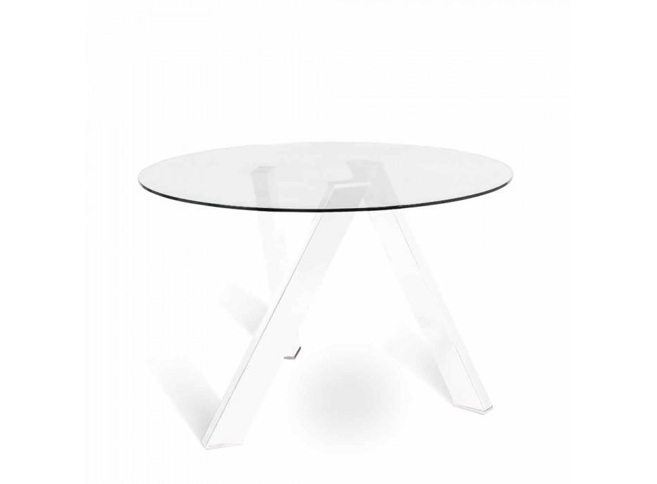 Okrągły stół z szklanym blatem w Adamie, nowoczesny design Viadurini