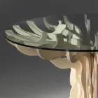 Okrągły stół jadalny drewniany z hartowanego szkła górnym Dalia Viadurini