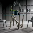 Okrągły stół do jadalni z przezroczystego szkła i poliuretanowych nóg - Stalto Viadurini