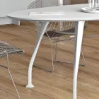 Owalny stół konferencyjny z białej melaminy - Fadila Viadurini