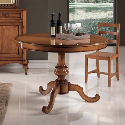 Rozkładany okrągły stół do salonu z orzecha Made in Italy - Vittoria Viadurini