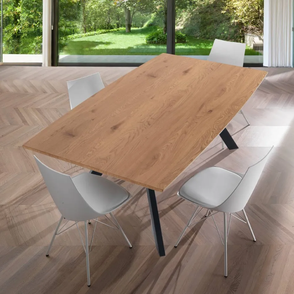 Stół do salonu ze stalowymi nogami i blatem z MDF - Terullio Viadurini