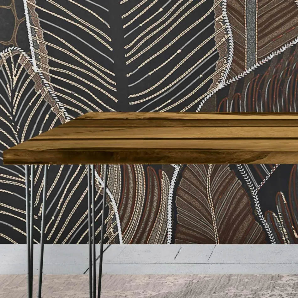 Stół do salonu z dębu i kolorowej żywicy epoksydowej Made in Italy - Magnus Viadurini