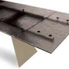 Stół do salonu 160x90 z przezroczystym blatem ze szkła młotkowanego - Martello Viadurini