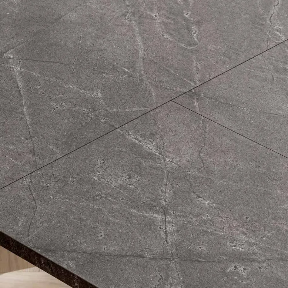 Rozkładany stół do salonu 260 lub 300 cm z metalu i HPL - Borgo Viadurini