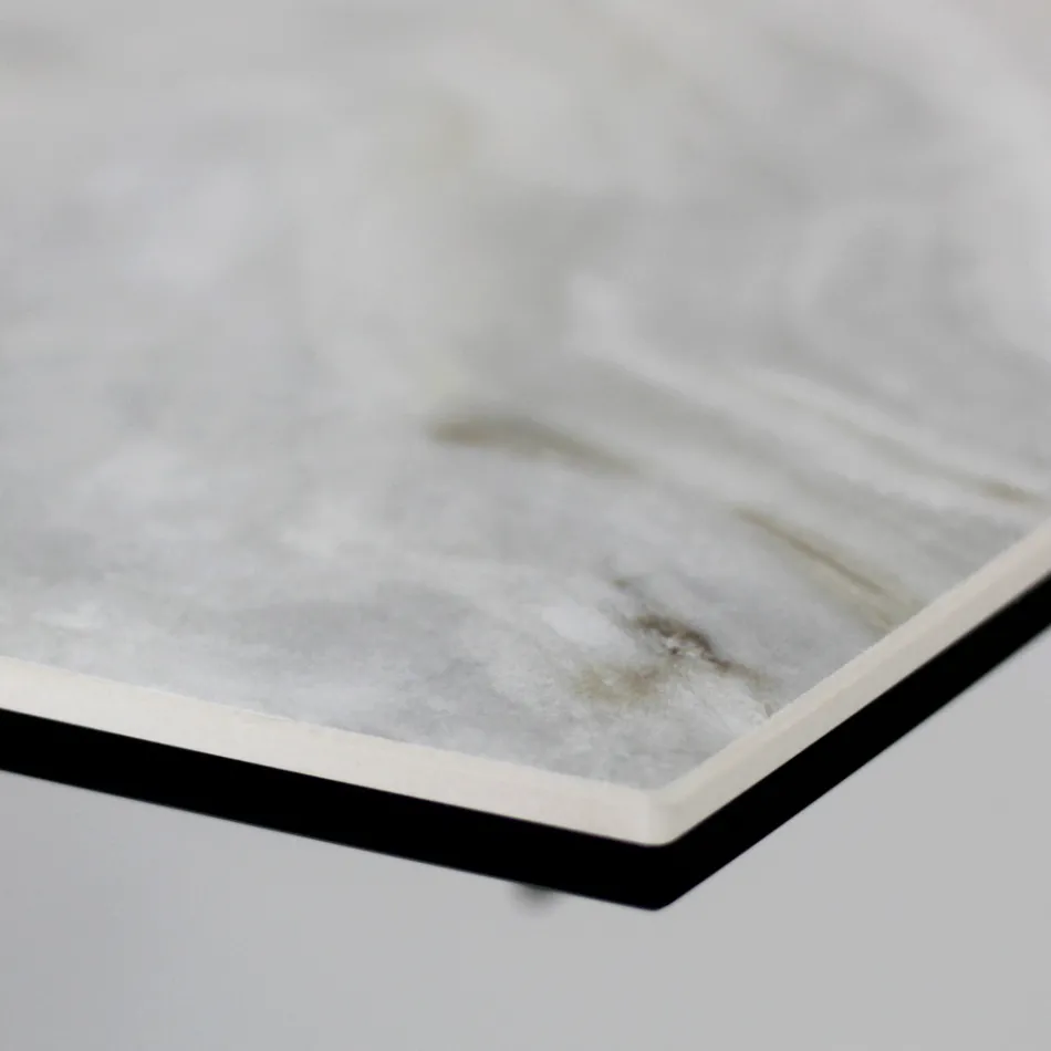 Rozkładany stół do salonu z blatem w kształcie beczki z ceramiki Made in Italy - Okulary Viadurini