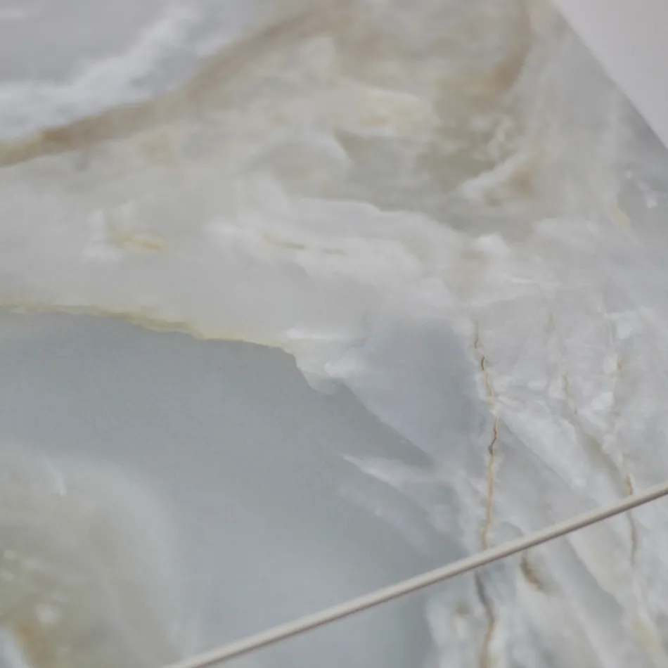 Rozkładany stół do salonu z blatem w kształcie beczki z ceramiki Made in Italy - Okulary Viadurini