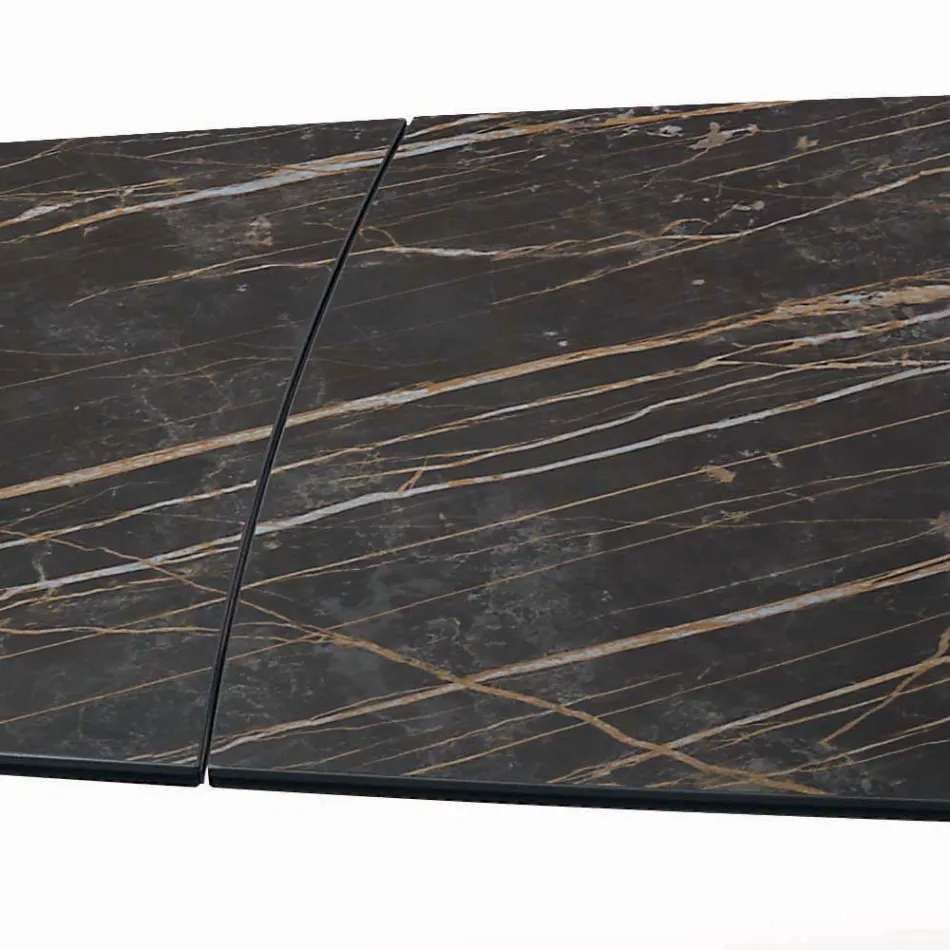 Rozkładany stół do salonu z blatem w kształcie beczki z ceramiki Made in Italy - Okulary Viadurini