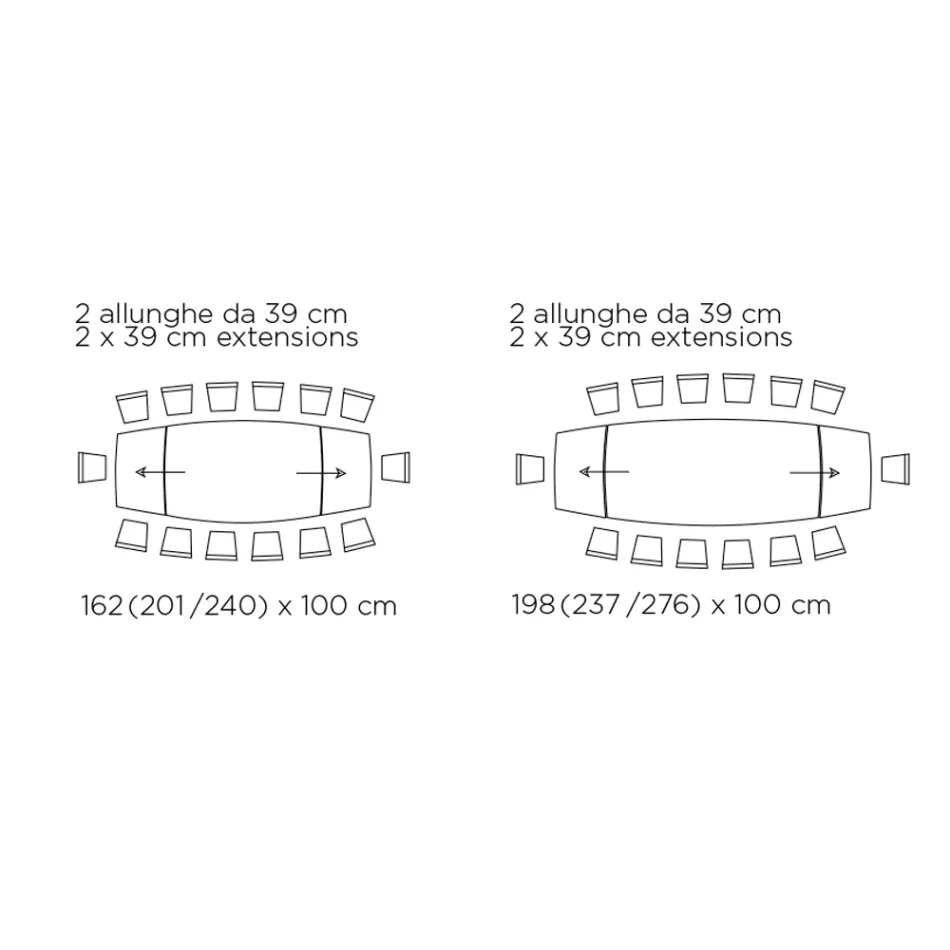 Rozkładany stół do salonu z blatem w kształcie beczki z ceramiki Made in Italy - Okulary Viadurini