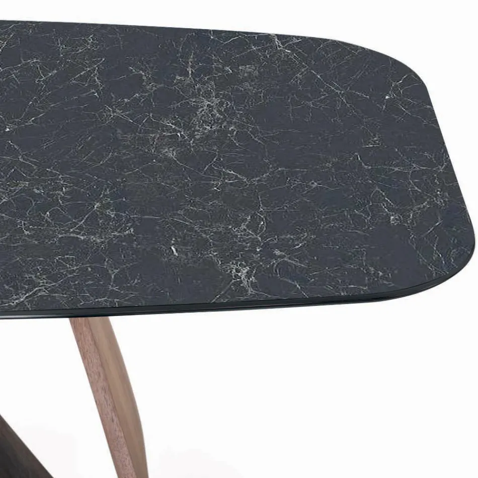 Naprawiony stół do salonu z drewnianą podstawą Made in Italy - Equatore Viadurini