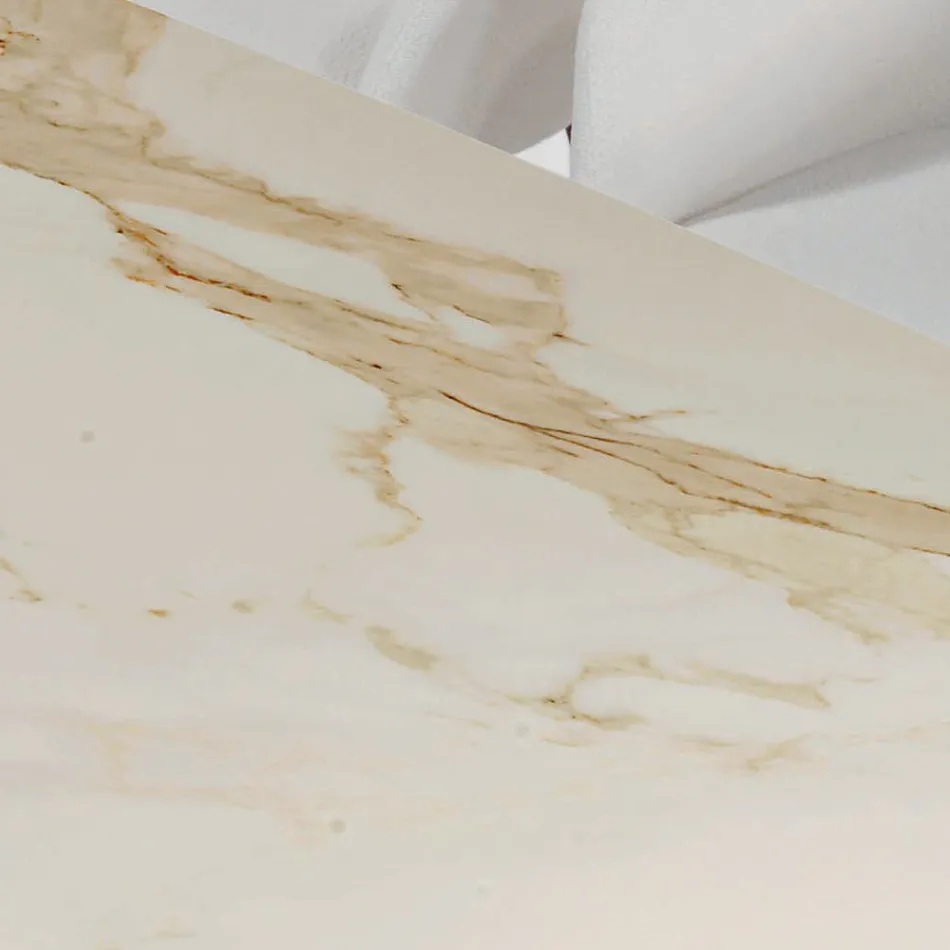 Naprawiony stół do salonu z drewnianą podstawą Made in Italy - Equatore Viadurini