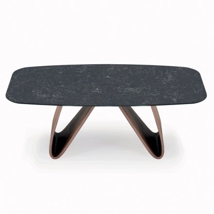 Naprawiony stół do salonu z drewnianą podstawą Made in Italy - Equatore Viadurini