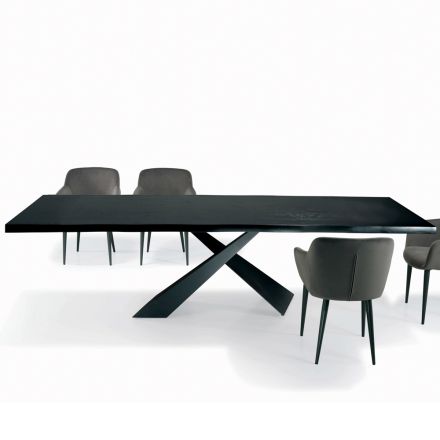 Naprawiony stół do salonu z okorowaną krawędzią Made in Italy - Wakacje Viadurini