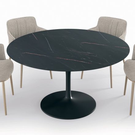 Naprawiono okrągły stół do salonu z laminatu i aluminium Made in Italy - dolary Viadurini