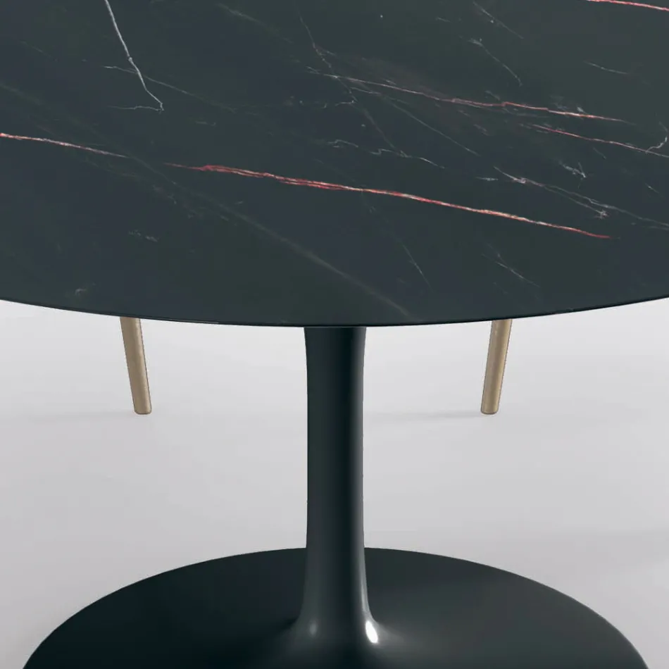 Naprawiono okrągły stół do salonu z laminatu i aluminium Made in Italy - dolary Viadurini