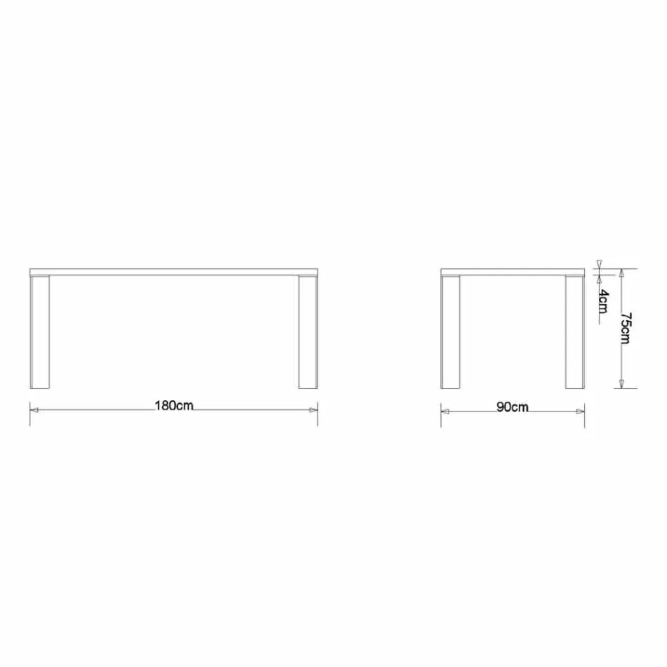 Nowoczesny stół z naturalnego drewna orzechowego, L180xP90cm, Yvonne Viadurini