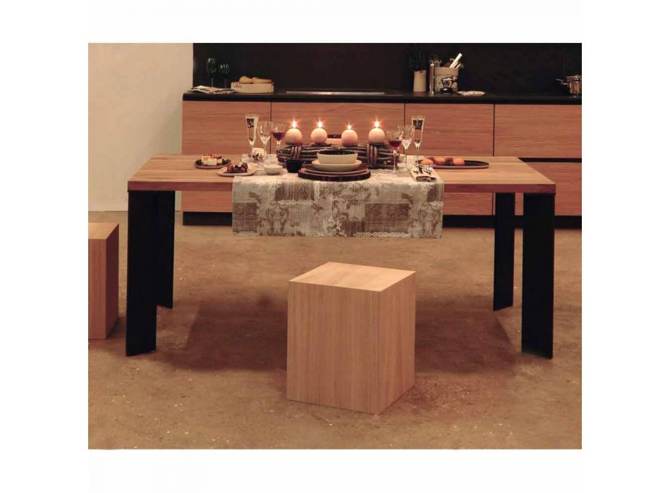 Nowoczesny stół z naturalnego drewna orzechowego, L180xP90cm, Yvonne Viadurini