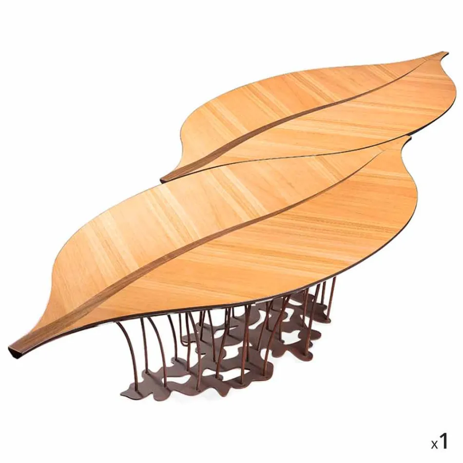 Projekt dąb i orzech Stół fornirowane drewno Fenice Viadurini