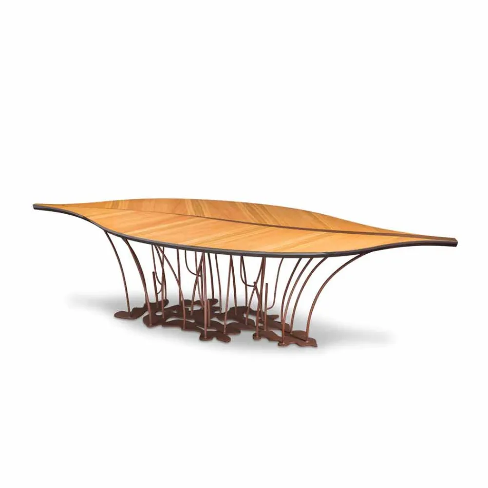 Projekt dąb i orzech Stół fornirowane drewno Fenice Viadurini