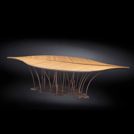 Projekt dąb i orzech Stół fornirowane drewno Fenice Viadurini