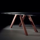 Designerski stół z drewna i stali do 12 miejsc Made in Italy - Settimmio Viadurini