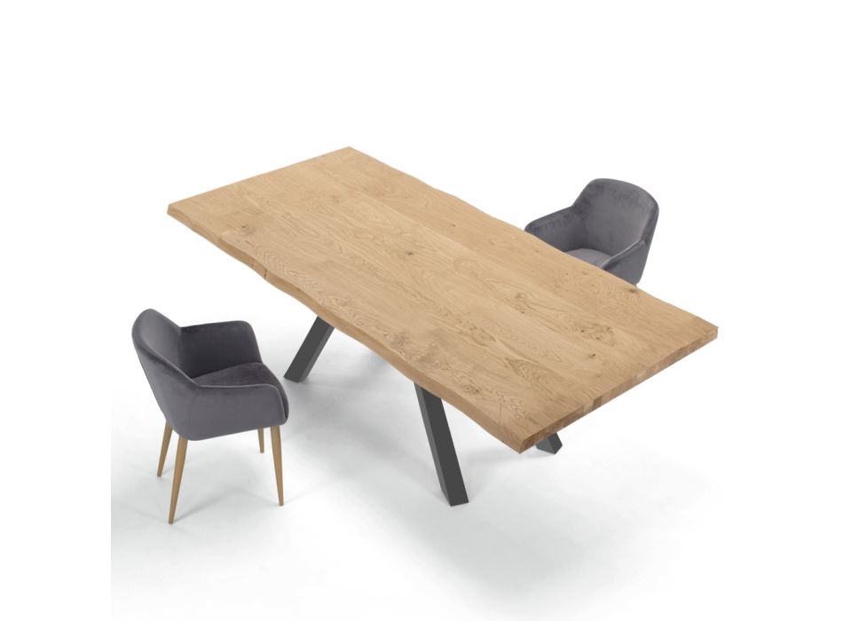 Designerski stół z drewna i stali do 12 miejsc Made in Italy – Settimmio Viadurini