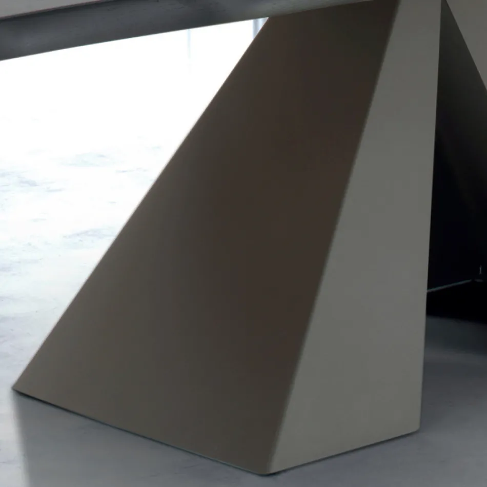 Designerski stół z fornirowanego drewna i stali Made in Italy - Dalmata Viadurini