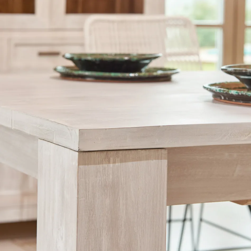 190x100 cm Stały stół do salonu z litego drewna tekowego - flamandzki Viadurini