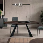 Stały stół 210x109 cm z metalu i owalnego forniru dębowego - Marcello Viadurini