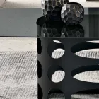 Stały stół 210x110 cm z gładkim, dymionym szklanym blatem Made in Italy - Tano Viadurini