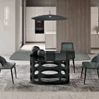 Stały stół 210x110 cm z gładkim, dymionym szklanym blatem Made in Italy - Tano Viadurini